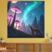 Glowing Mushroom Forest Fox Fantasy Art Leinwanddruck (Insitu (Wohnzimmer))