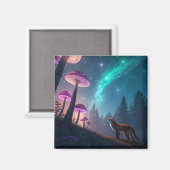 Glowing Mushroom Forest Fox Fantasy Art Magnet (Vorderseite/Rückseite)
