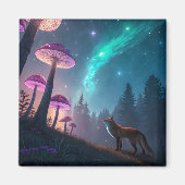 Glowing Mushroom Forest Fox Fantasy Art Magnet (Vorne)