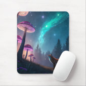 Glowing Mushroom Forest Fox Fantasy Art Mousepad (Mit Mouse)