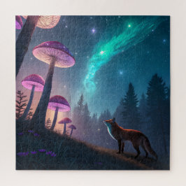 Glowing Mushroom Forest Fox Fantasy Art Puzzle