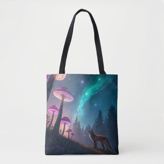 Glowing Mushroom Forest Fox Fantasy Art Tasche (Vorderseite)