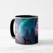 Glowing Mushroom Forest Fox Fantasy Art Tasse (Vorderseite Links)