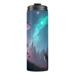 Glowing Mushroom Forest Fox Fantasy Art Thermosbecher