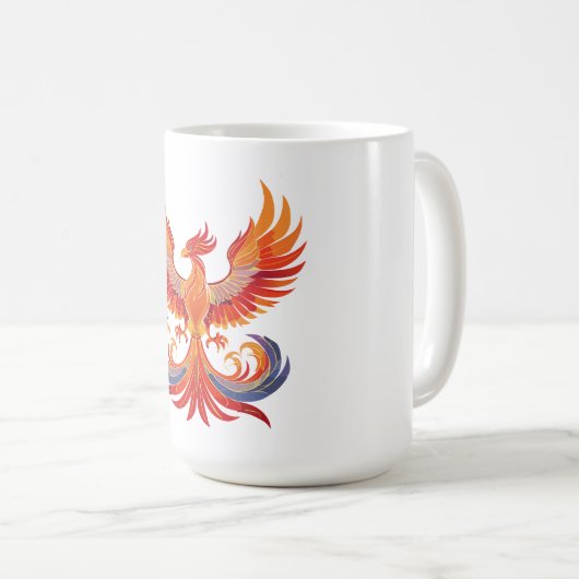 Glowing mythological Fantasy Phoenix Bird Kaffeetasse (VorderseiteRechts)