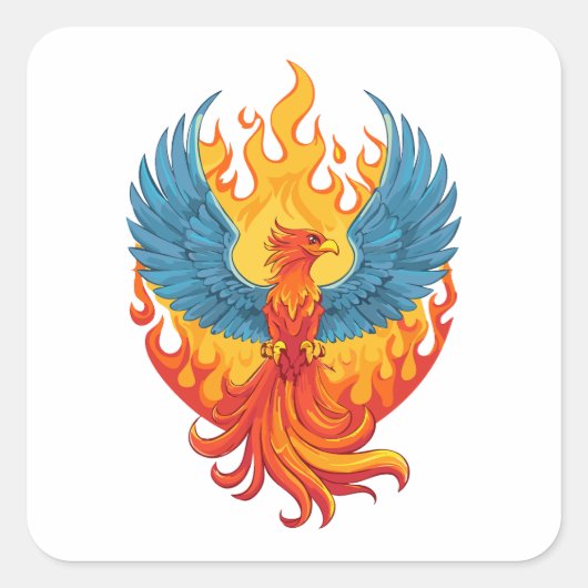 Glowing mythological Fantasy Phoenix Bird Quadratischer Aufkleber (Vorderseite)