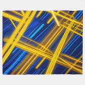 Glowing Neon Geometric Blue Yellow Dark Abstract Fleecedecke (Vorderseite (Horizontal))