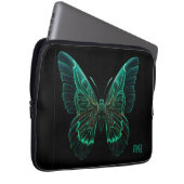 Glowing Neon Green Teal Butterfly Art Laptopschutzhülle (Vorne Rechts)