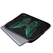 Glowing Neon Green Teal Butterfly Art Laptopschutzhülle (Vorne Knopf)