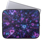 Glowing Neon Heart Galaxy Cosmic Love Burst Laptopschutzhülle (Vorderseite)