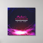 GLOWING NEON STAR Bat Mitzvah Sign in Memory Board Leinwanddruck (Vorderseite)