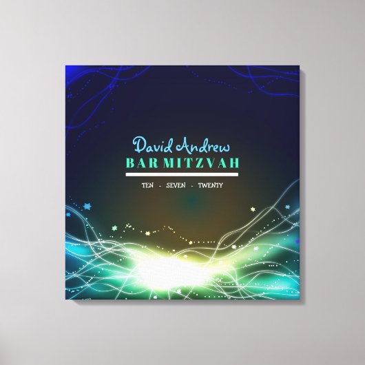 GLOWING NEON STAR Bat Mitzvah Sign in Memory Board Leinwanddruck (Vorderseite)