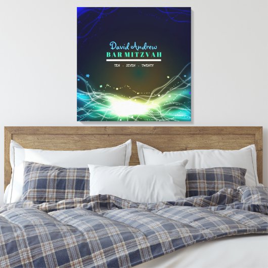 GLOWING NEON STAR Bat Mitzvah Sign in Memory Board Leinwanddruck (Insitu (Schlafzimmer))