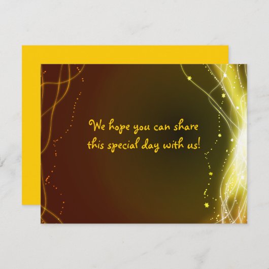 GLOWING NEON STARS Bat Mitzvah Reply Card GOLD RSVP Karte (Vorne/Hinten)