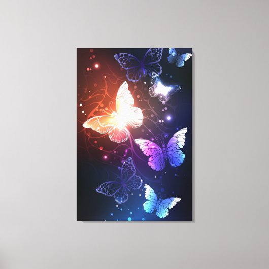 Glowing Night Butterflies Leinwanddruck (Vorderseite)