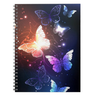 Glowing Night Butterflies Notizblock