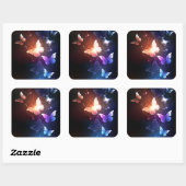 Glowing Night Butterflies Quadratischer Aufkleber (Blatt)