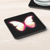 Glowing Pink Butterfly Coasters Getränkeuntersetzer (Linke Seite)
