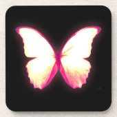 Glowing Pink Butterfly Coasters Getränkeuntersetzer (Vorderseite)
