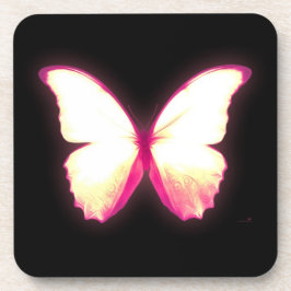Glowing Pink Butterfly Coasters Getränkeuntersetzer