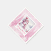 Glowing Pink Snowman Winter Forest Christmas Serviette (Ecke)
