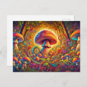 glowing psychedelic mushroom in a magical landscap postkarte (Vorne/Hinten)
