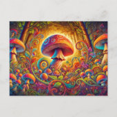 glowing psychedelic mushroom in a magical landscap postkarte (Vorderseite)