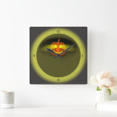 Glowing Pumpkin Quadratische Wanduhr (Zuhause)