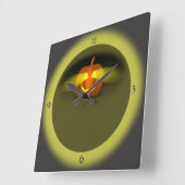 Glowing Pumpkin Quadratische Wanduhr (Winkel)