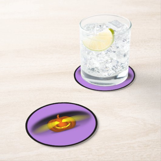Glowing Pumpkin Runder Pappuntersetzer (Vor Ort)