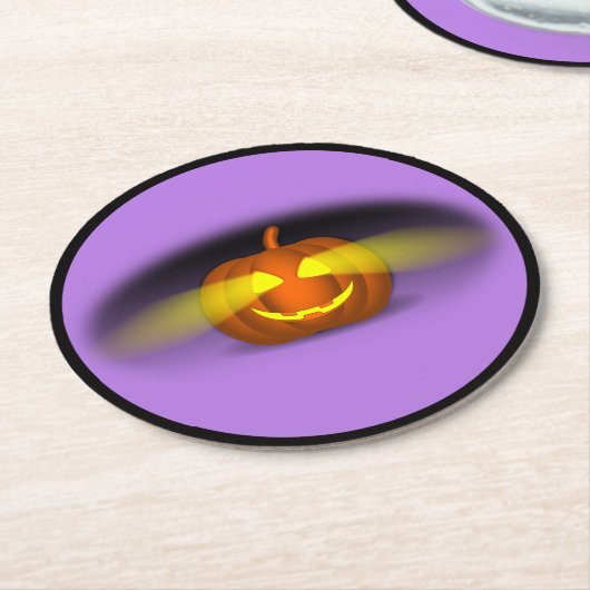 Glowing Pumpkin Runder Pappuntersetzer (Angewinkelt)