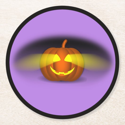 Glowing Pumpkin Runder Pappuntersetzer (Vorderseite)