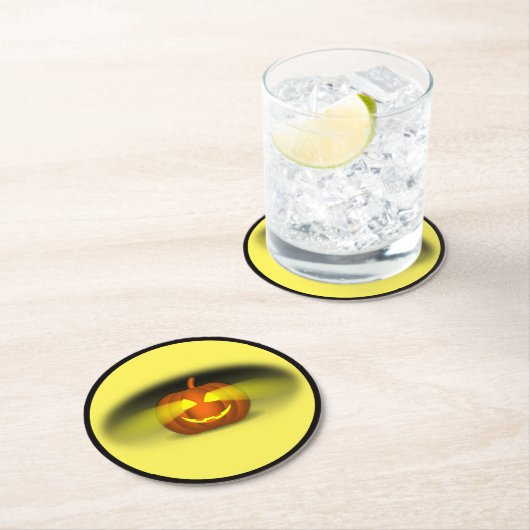 Glowing Pumpkin Runder Pappuntersetzer (Vor Ort)