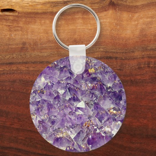 Glowing purple amethyst crystal keychain schlüsselanhänger (Vorderseite)