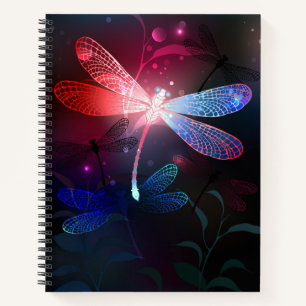 Glowing red dragonfly notizblock