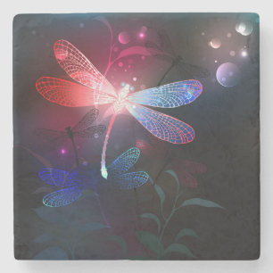 Glowing red dragonfly steinuntersetzer