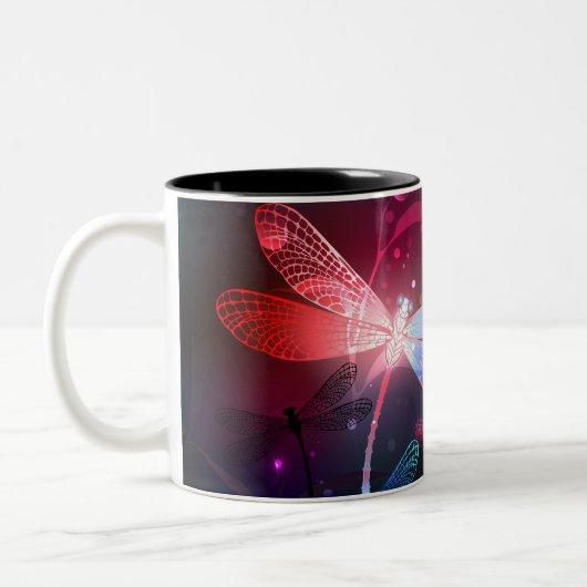 Glowing red dragonfly zweifarbige tasse (Links)