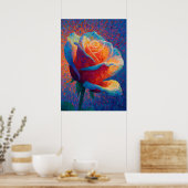 Glowing Rose Pointillism Flower Art Poster (Küche)