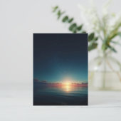 Glowing Starry Night Ocean Sunrise Postkarte (Stehend Vorderseite)