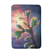 Glowing sunrise background with winged creature badematte (Vorderseite Vertikal)