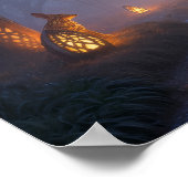 Glowing Twilight Forest with Wooden Animals Poster (Ecke)