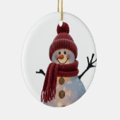 Glowing Winter Snowman - Cozy Christmas Night Keramik Ornament (Rechts)