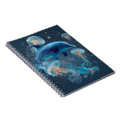 Glows Blue Dolphin Jellyfish Notebook Notizblock (Rechte Seite)