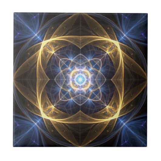 Glows Blue Fraktal Tile Fliese (Vorderseite)