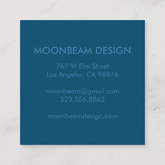 Glows Blue Moon Charming Boho Order Vielen Dank Quadratische Visitenkarte (Rückseite)