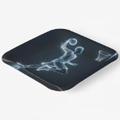 Glows Blue Neon Basketball Player Pappteller (Gewinkelt)