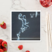 Glows Blue Neon Basketball Player Serviette (Beispiel)