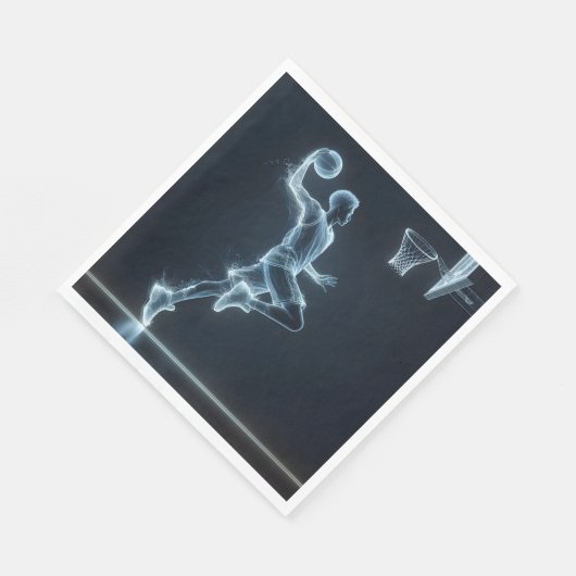 Glows Blue Neon Basketball Player Serviette (Ecke)