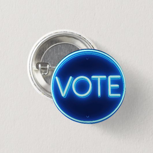 Glows Blue Neon Vote Sign Button (Vorne & Hinten)