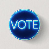 Glows Blue Neon Vote Sign Button (Vorderseite)